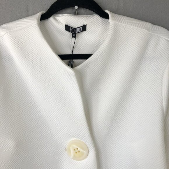 Mirelle Jacket Womens Extra Large White Ivy L4057 Textured Button 3/4 Sleeve New - Picture 15 of 16